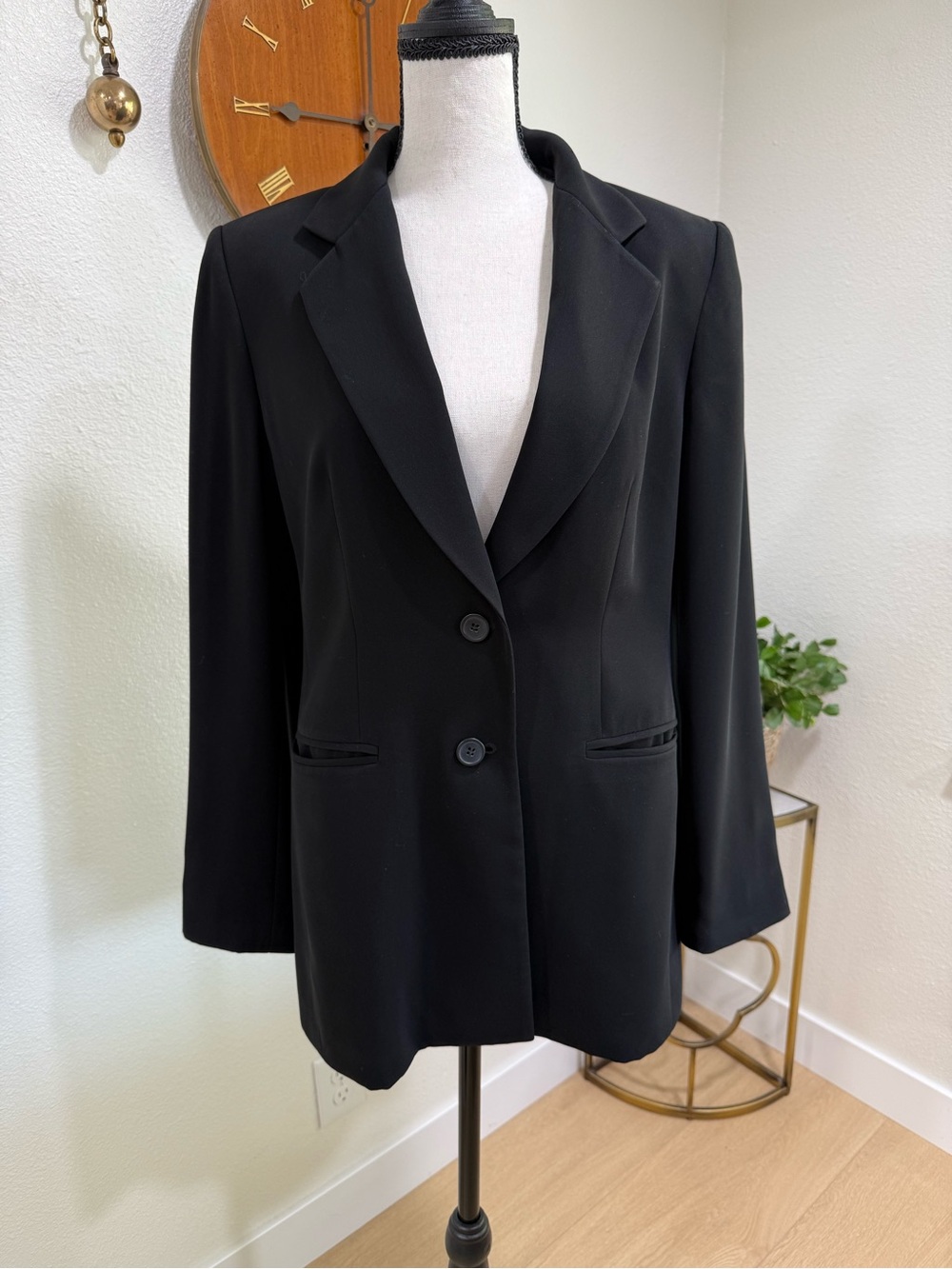 INC International Concepts Black Longline Blazer Jacket Size 8